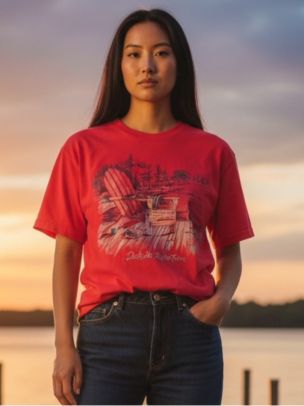 Vintage 90’s Northern Reflections Dockside Bright Pink Tee T-Shirt Women’s Small